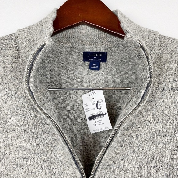 J. Crew Men's Raglan Half Zip Sweater Heathered Grey Size XL NWT - Picture 5 of 7